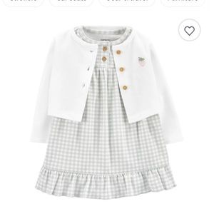 NEW carters dress 6m with cotton cardigan and bloomers